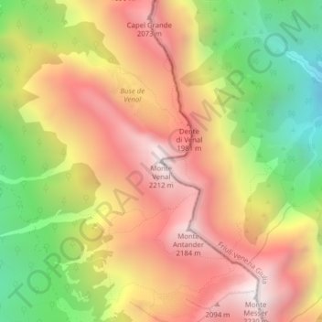 Monte Venal topographic map, elevation, terrain