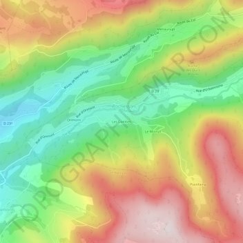 Les Combes topographic map, elevation, terrain
