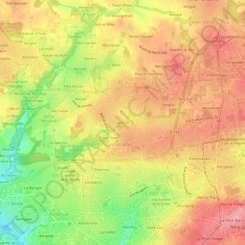 Lanroze topographic map, elevation, terrain