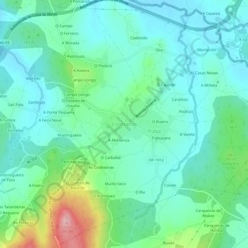 Coristanco topographic map, elevation, terrain