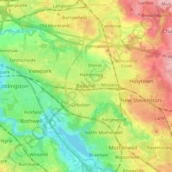 Bellshill topographic map, elevation, terrain