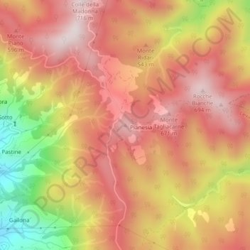 Monte Bardellone topographic map, elevation, terrain