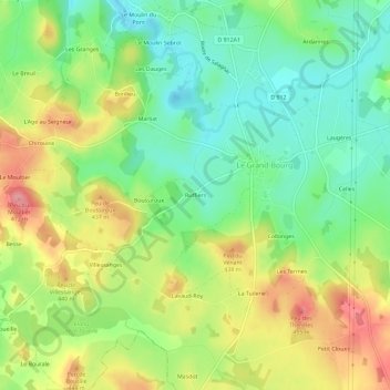 Ruffiers topographic map, elevation, terrain
