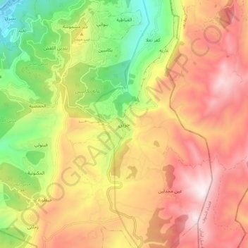 Jezzine topographic map, elevation, terrain