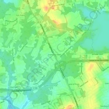 Freewood Acres topographic map, elevation, terrain