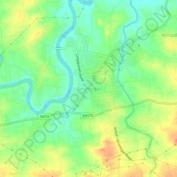 Sirumugai topographic map, elevation, terrain