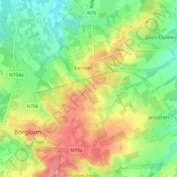 Rullekoven topographic map, elevation, terrain