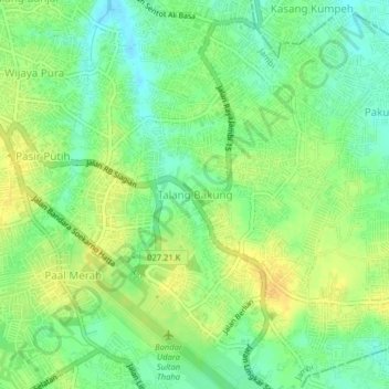 Talang Bakung topographic map, elevation, terrain