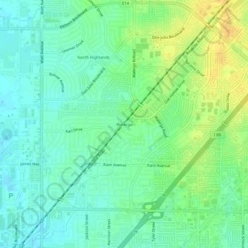 Walerga topographic map, elevation, terrain