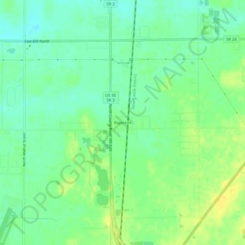 Royerton topographic map, elevation, terrain