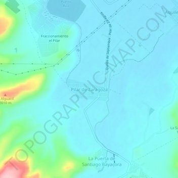 Pilar de Zaragoza topographic map, elevation, terrain