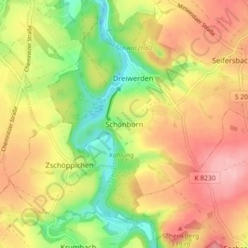 Schönborn topographic map, elevation, terrain
