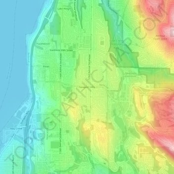 Newport Hills topographic map, elevation, terrain