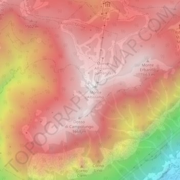 Monte Altissimo topographic map, elevation, terrain