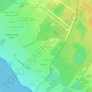 Les Bruyères topographic map, elevation, terrain
