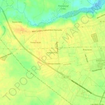 Kalmia Place topographic map, elevation, terrain
