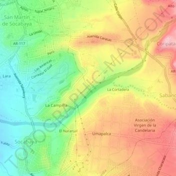 Laya topographic map, elevation, terrain