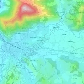 Larria topographic map, elevation, terrain