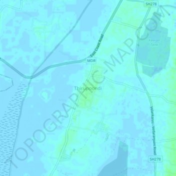 Thirupoondi topographic map, elevation, terrain