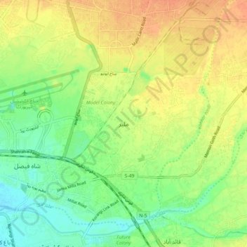 Malir topographic map, elevation, terrain