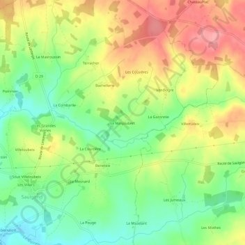 Le Masjoubert topographic map, elevation, terrain