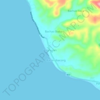 Bognuyan topographic map, elevation, terrain