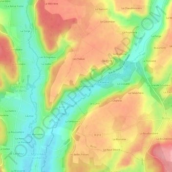 La Détourbe topographic map, elevation, terrain