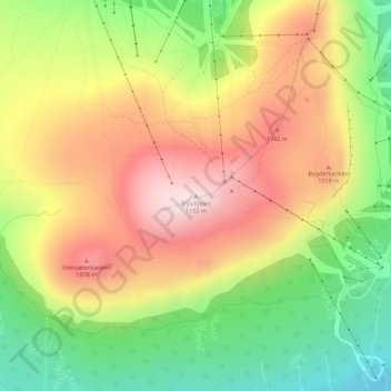 Trysilfjellet topographic map, elevation, terrain