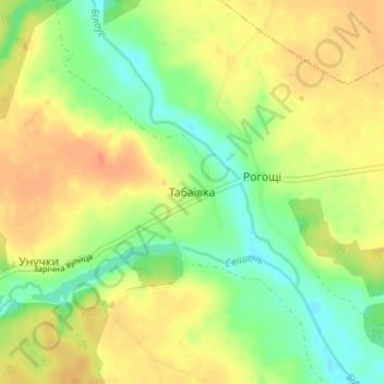 Tabaivka topographic map, elevation, terrain