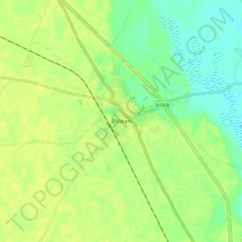 Biswan topographic map, elevation, terrain