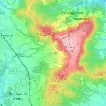 Buch topographic map, elevation, terrain