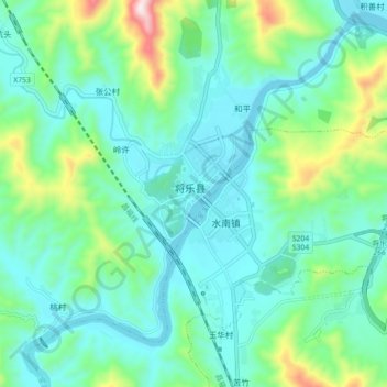 Guyong topographic map, elevation, terrain