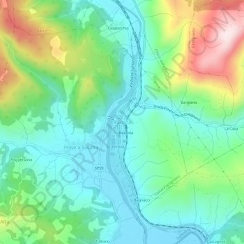 Rassina topographic map, elevation, terrain