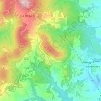 Poggio Pelato topographic map, elevation, terrain