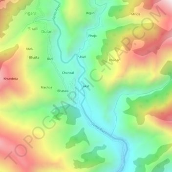 Akel topographic map, elevation, terrain