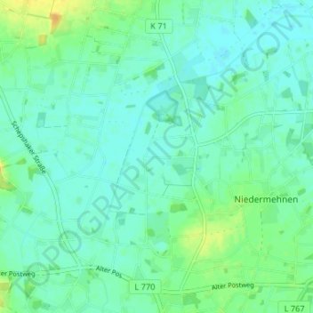 Wegen topographic map, elevation, terrain