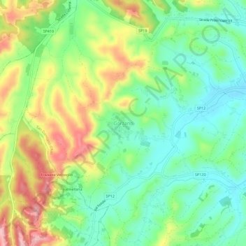 Gorzano topographic map, elevation, terrain