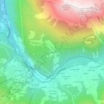 Le Coupeau topographic map, elevation, terrain