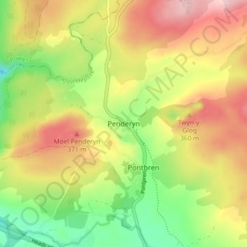 Penderyn topographic map, elevation, terrain