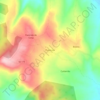 Pururuca topographic map, elevation, terrain