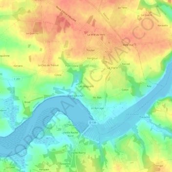 Les Maguers topographic map, elevation, terrain