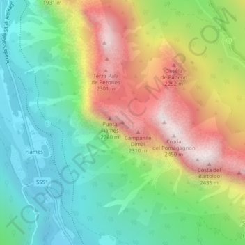 Punta della Croce topographic map, elevation, terrain