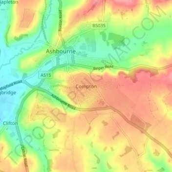 Compton topographic map, elevation, terrain