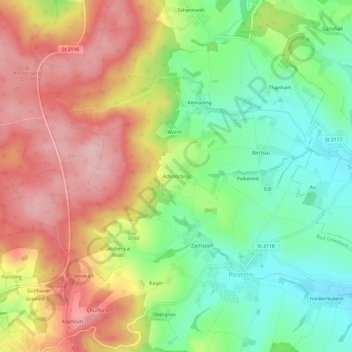 Adlmörting topographic map, elevation, terrain