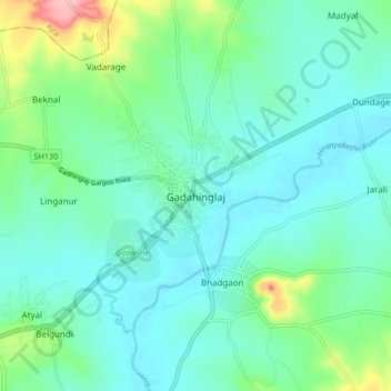 Gadahinglaj topographic map, elevation, terrain