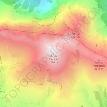 Monte Camicia topographic map, elevation, terrain