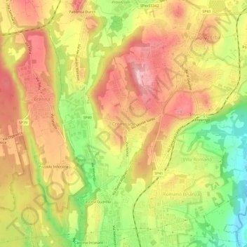 Cremnago topographic map, elevation, terrain