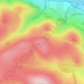 Gains Law topographic map, elevation, terrain