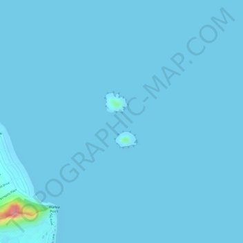 Mokulua Islands topographic map, elevation, terrain