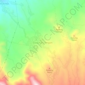 Dawuhan Sengon topographic map, elevation, terrain